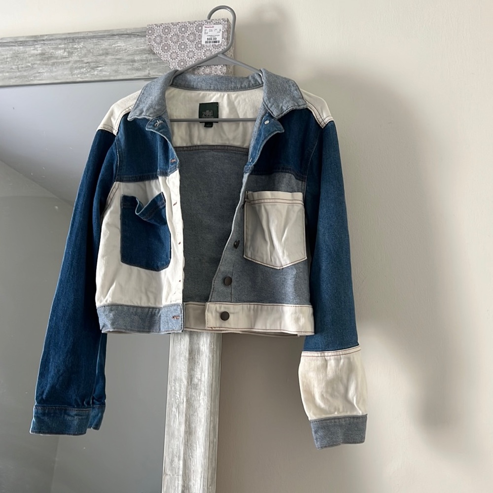 Color block denim jacket